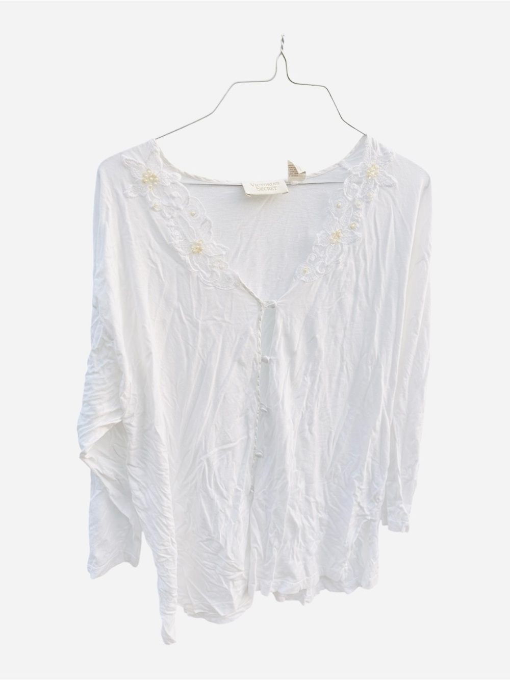 VICTORIA’S SECRET Vintage Gold Label White Lace Beaded Lingerie Top